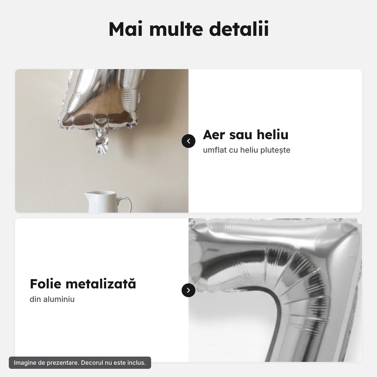Balon folie argintie, cifra 7 – Mai multe detalii
