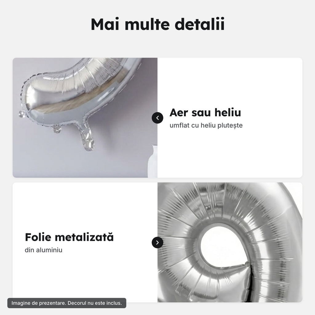 Balon folie argintie, cifra 9 – Mai multe detalii