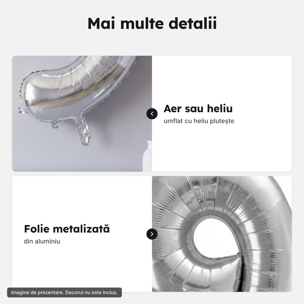Balon folie argintie, cifra 9 – Mai multe detalii
