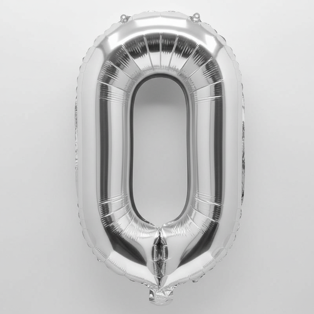 Balon din folie argintie, cifra aniversara 0, 80 cm 2