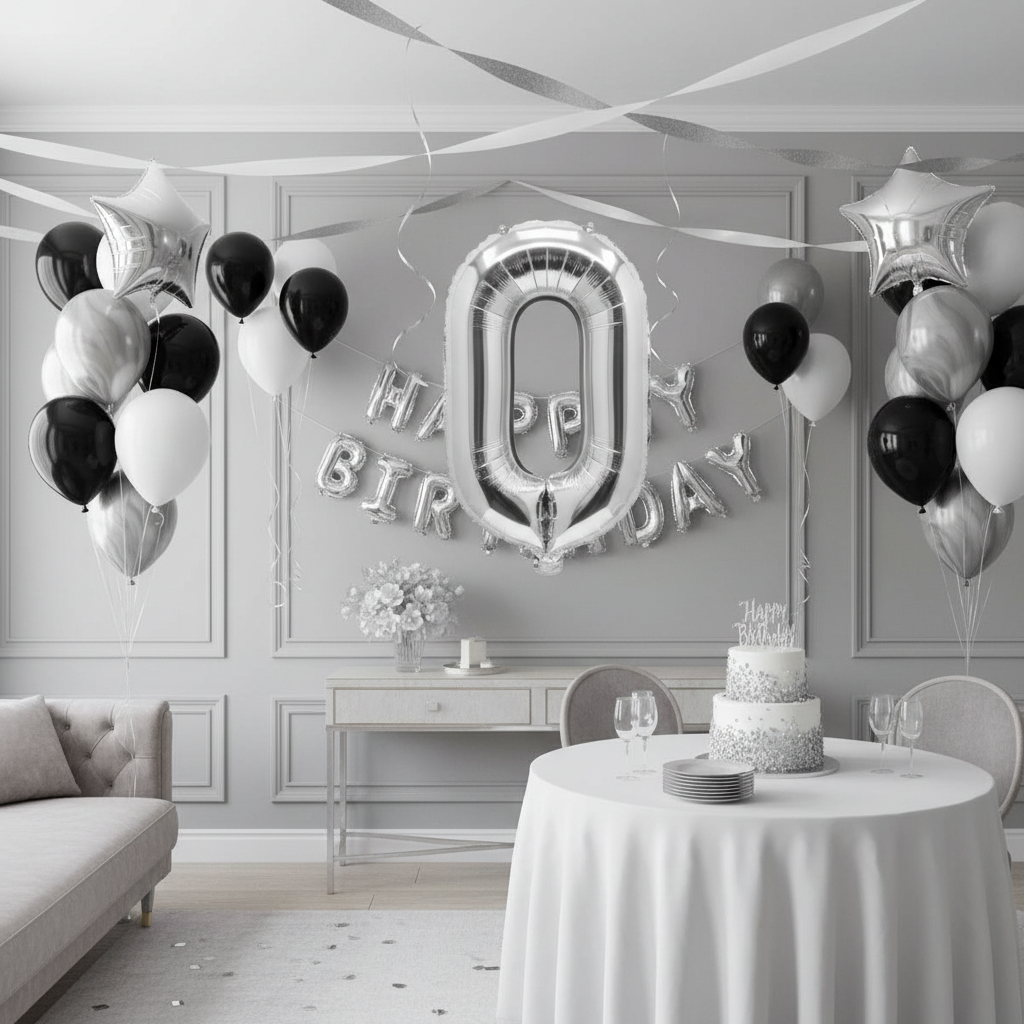 Balon din folie argintie, cifra aniversara 0, 80 cm 5