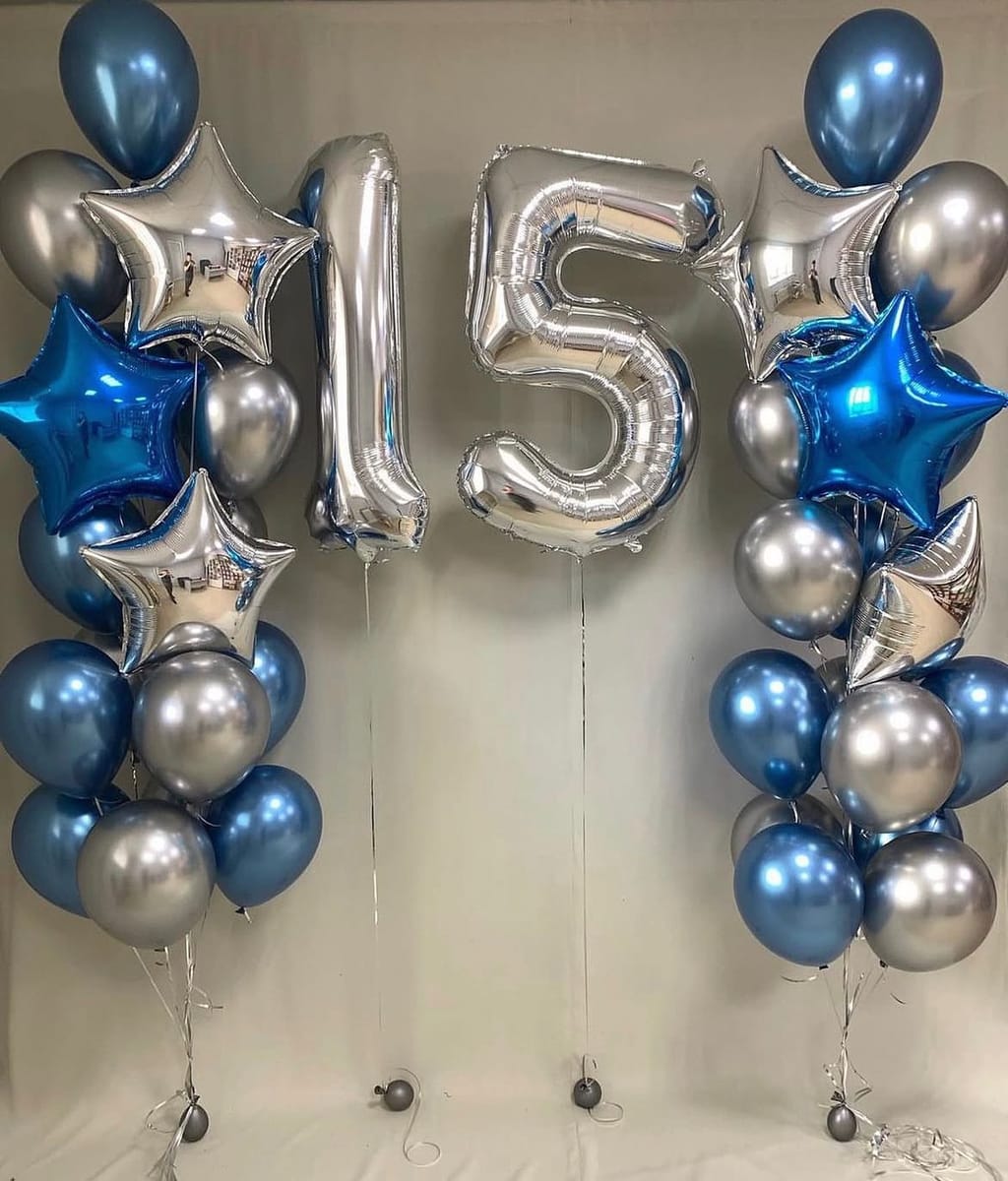 Balon din folie argintie, cifra aniversara 5, 90 cm 2