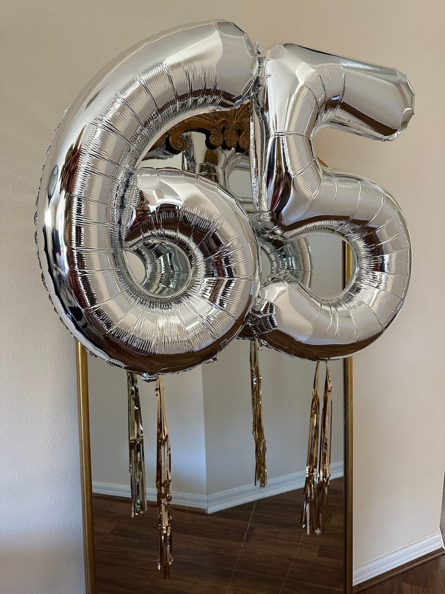 Balon din folie argintie, cifra aniversara 6, 85 cm 2
