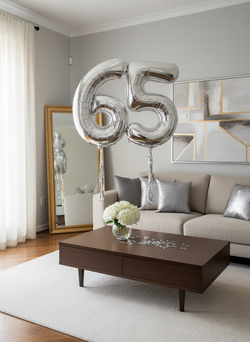 Balon din folie argintie, cifra aniversara 6, 85 cm 5
