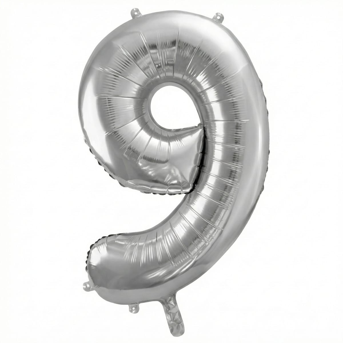 Balon din folie argintie, cifra aniversara 9, 90 cm 1