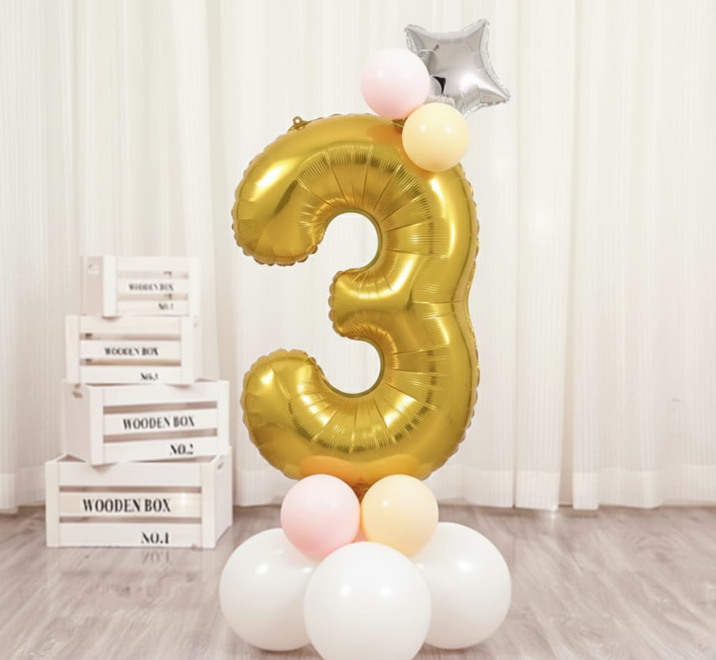 Balon din folie, cifra aniversara 3, 90 cm 2