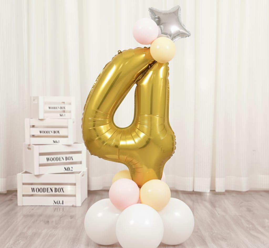 Balon din folie, cifra aniversara 4, 80 cm 2