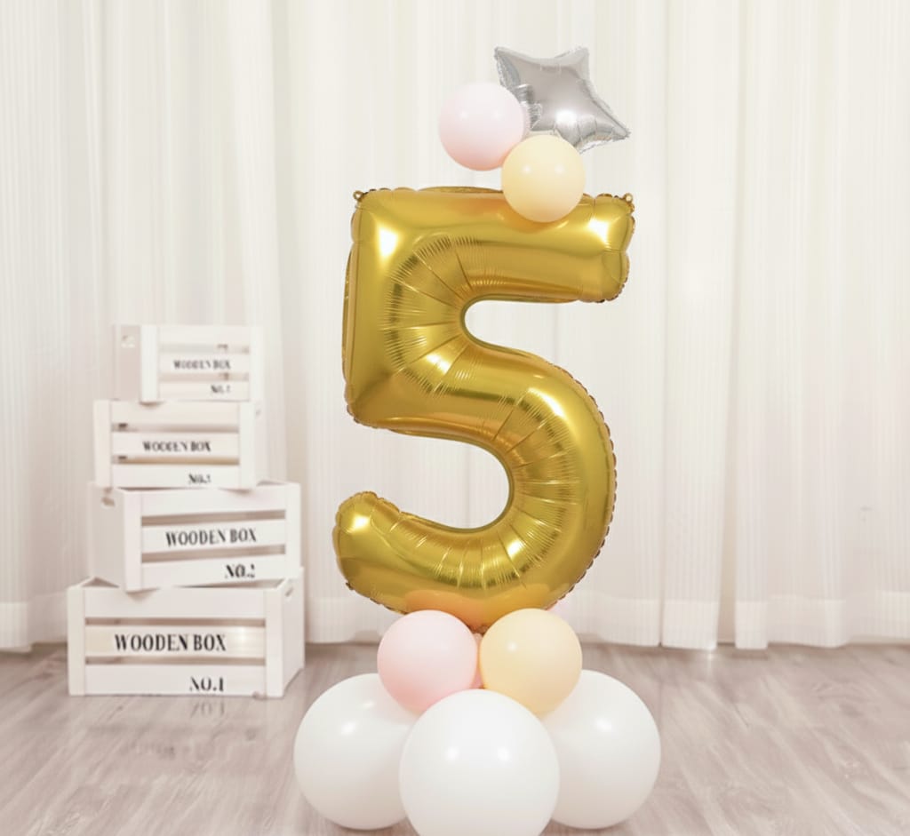 Balon din folie, cifra aniversara 5, 90 cm 2