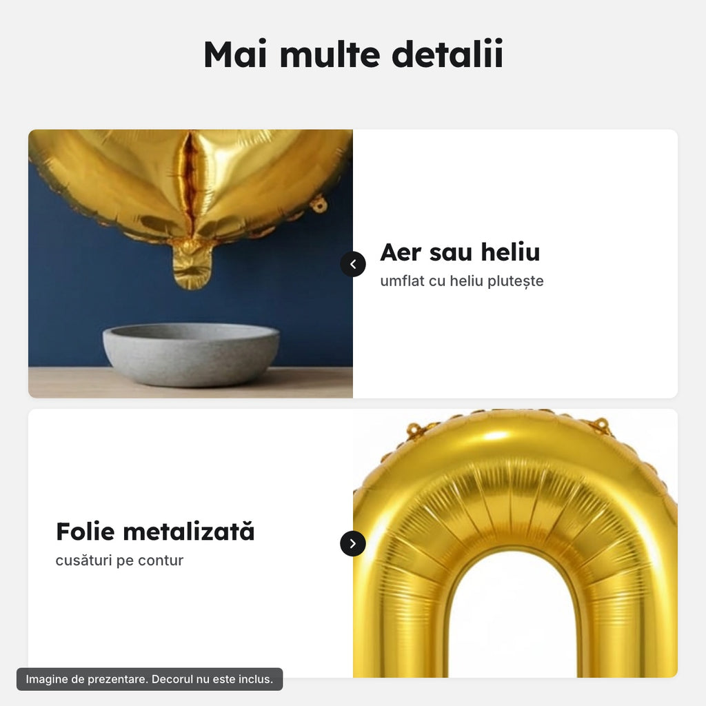 Balon folie aurie, cifra 0 – Mai multe detalii