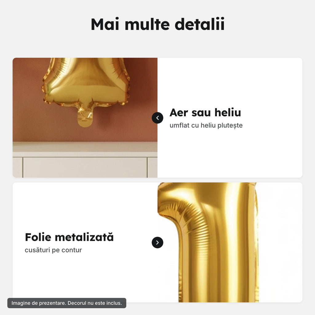 Balon folie aurie, cifra 1 – Mai multe detalii