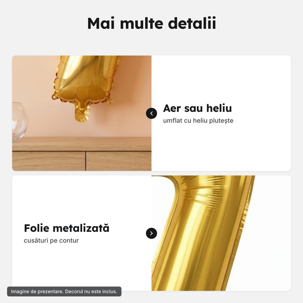 Balon folie aurie, cifra 7 – Mai multe detalii