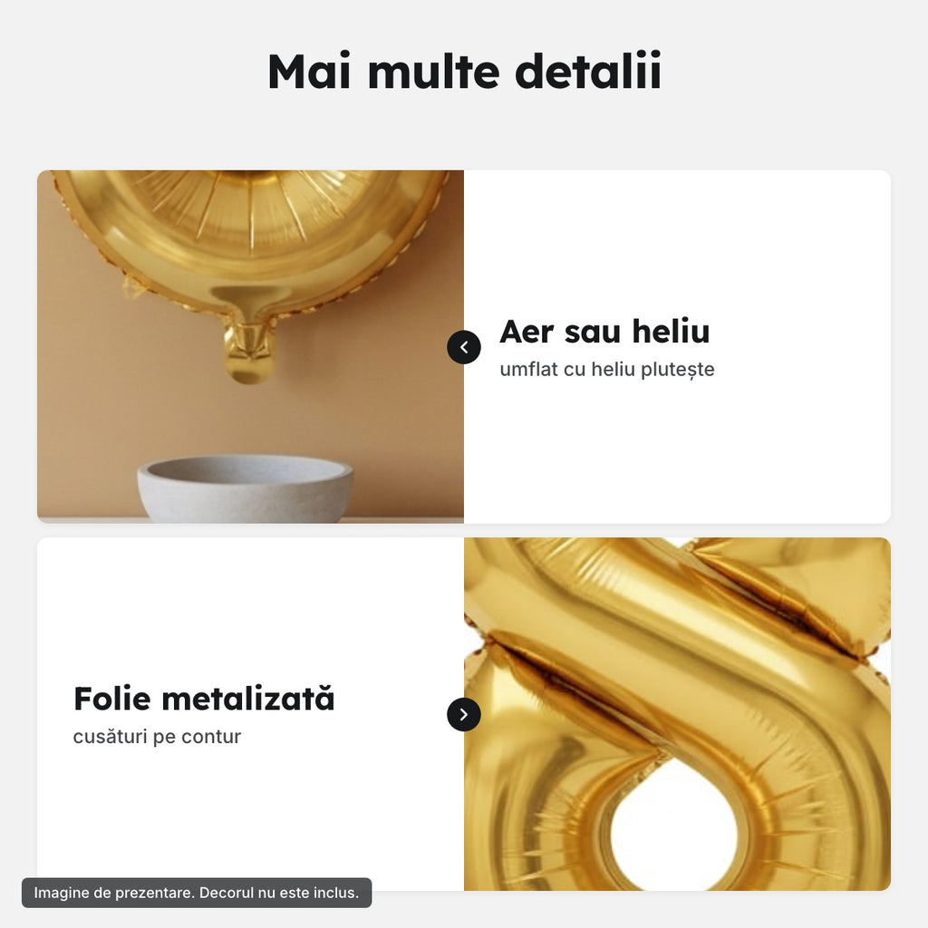 Balon folie aurie, cifra 8 – Mai multe detalii