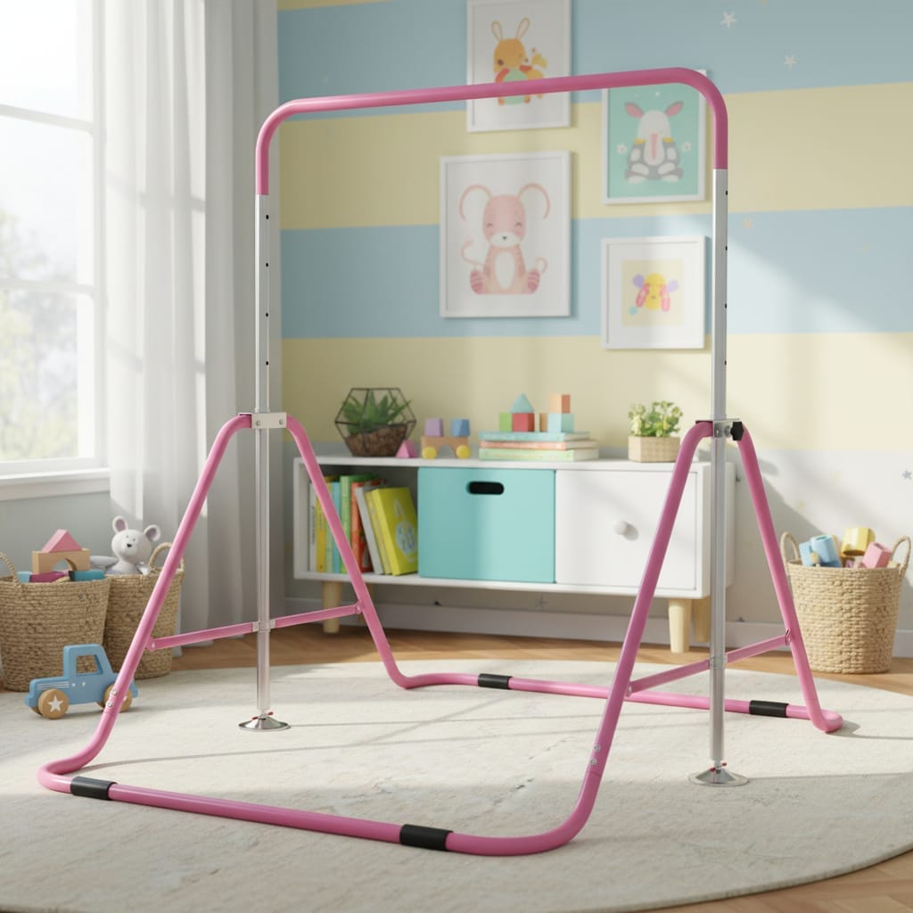 Bara de Tractiuni Pliabila pentru Copii, Inaltime Reglabila, Otel Robust, 148 x 105 x 88 cm 3