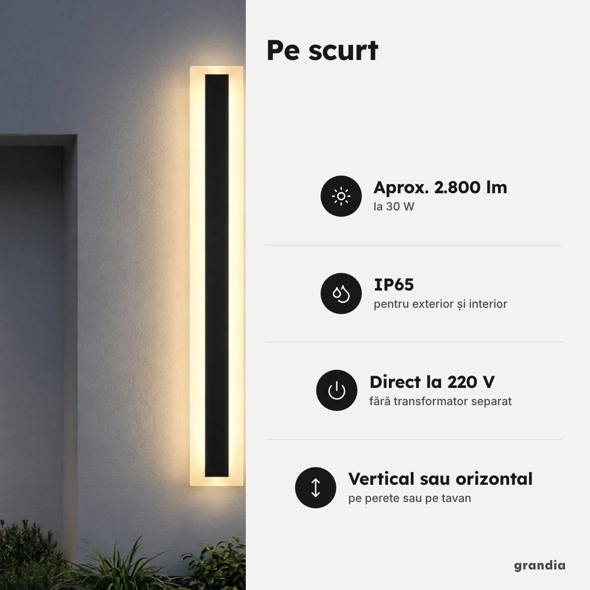 Bară LED exterior 120 cm, IP65, 30 W – Pe scurt