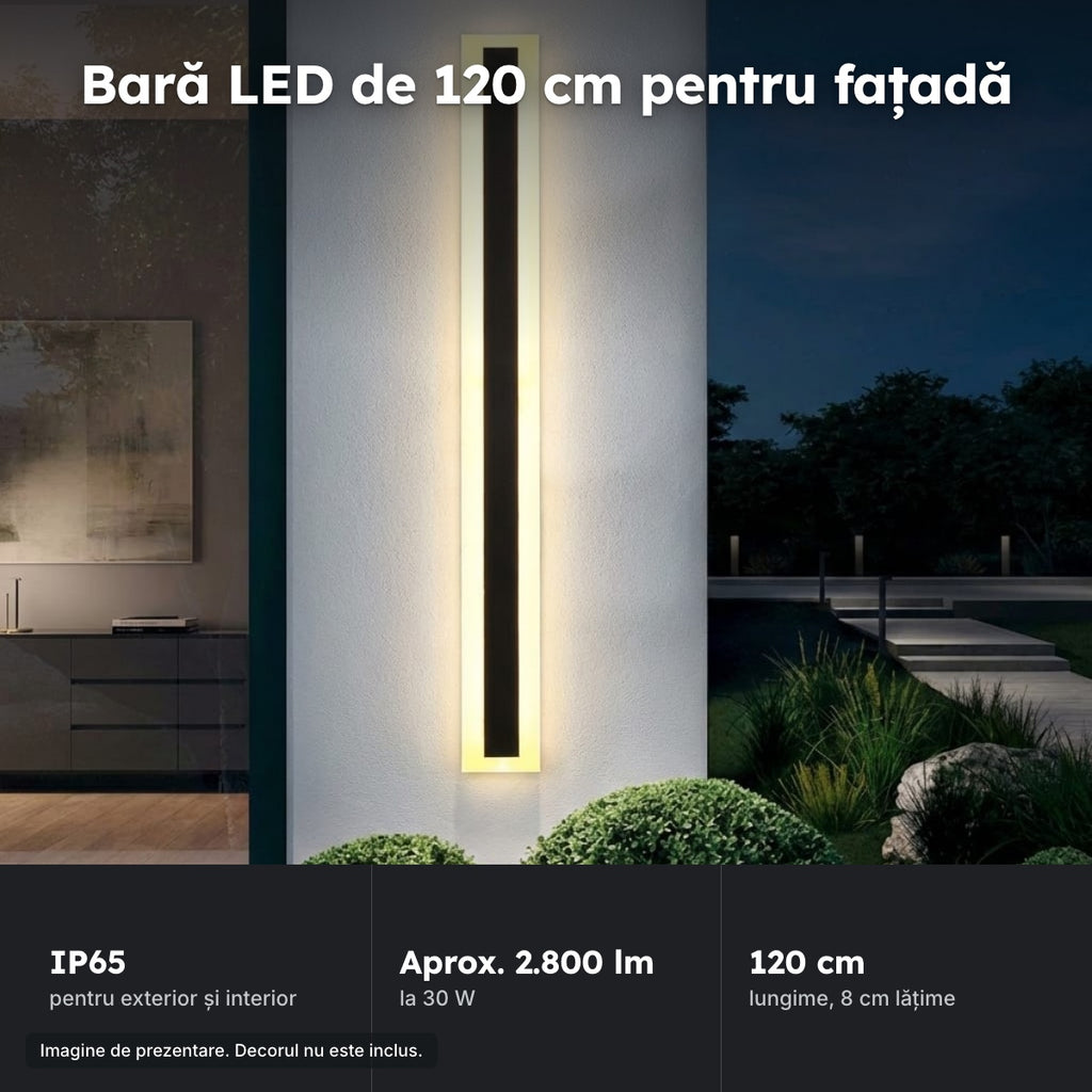 Bară LED exterior 120 cm, IP65, 30 W – Bară LED de 120 cm pentru fațadă