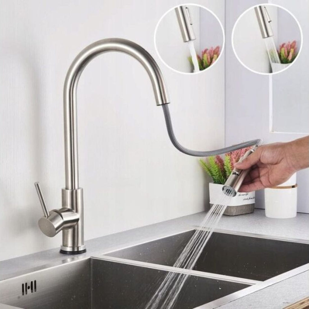 Baterie bucatarie moderna din inox, nichel brush, model Fresh 3