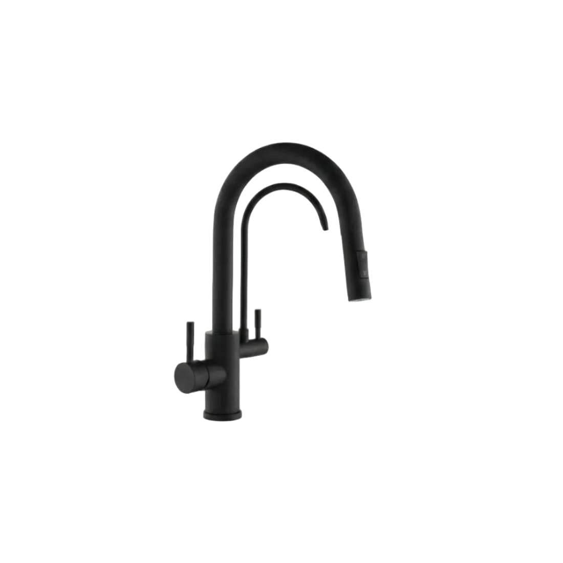 Baterie Bucătărie Modernă Negru Mat, Monocomandă, Pipă Curbată 1