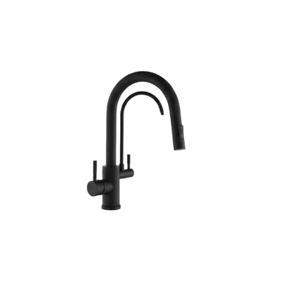 Baterie Bucătărie Modernă Negru Mat, Monocomandă, Pipă Curbată 1