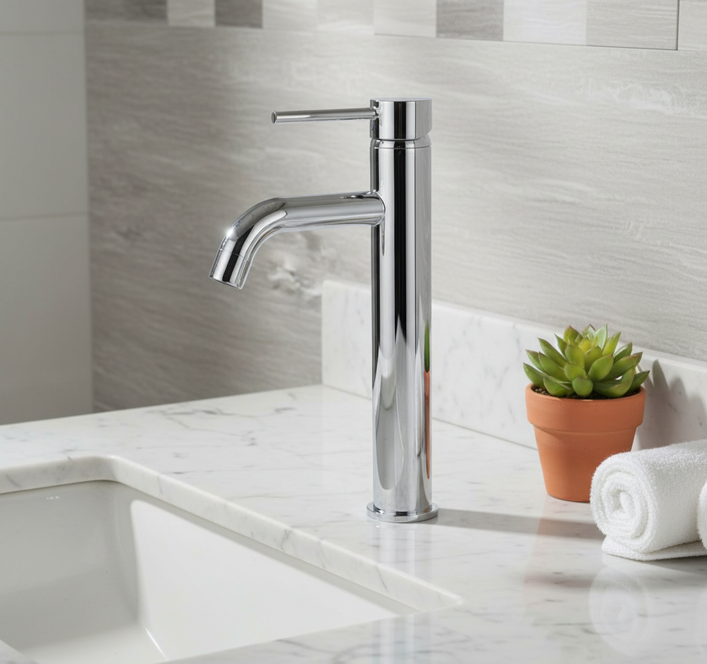 Baterie Lavoar Crom Lungo, Montaj pe Blat sau Lavoar, Design Clasic 4