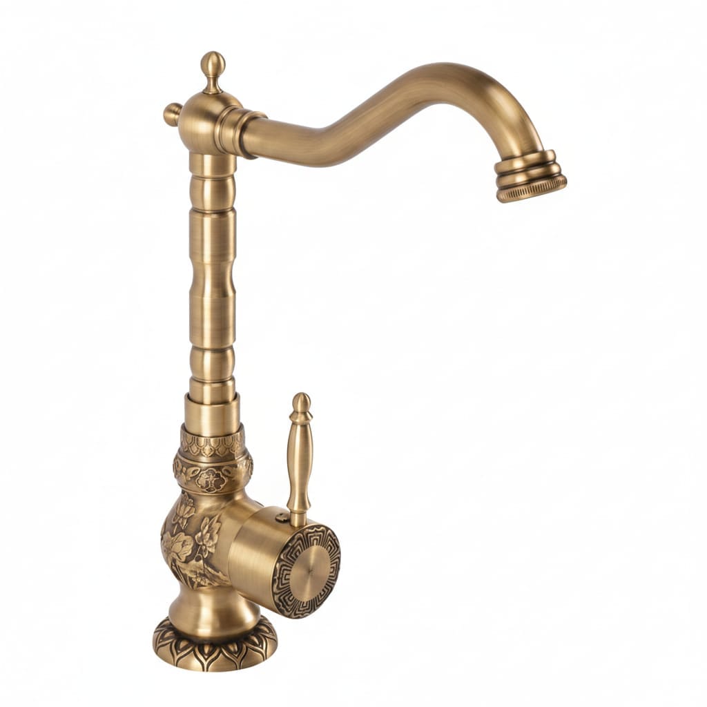 Baterie lavoar Venice, bronz antic, cap ceramic durabil, design clasic 1
