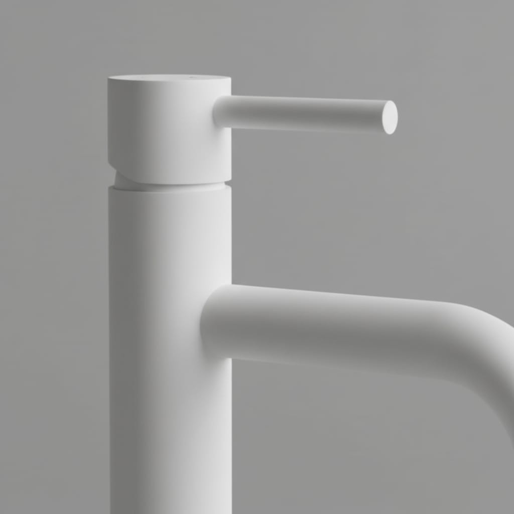 Baterie Lavoar White High Alb Lucios, Montaj pe Blat, Design Minimalist 7