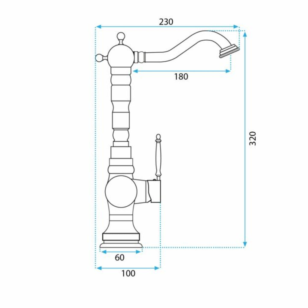 Baterie pentru baie sau bucatarie, finisaj bronz antic, model Venice