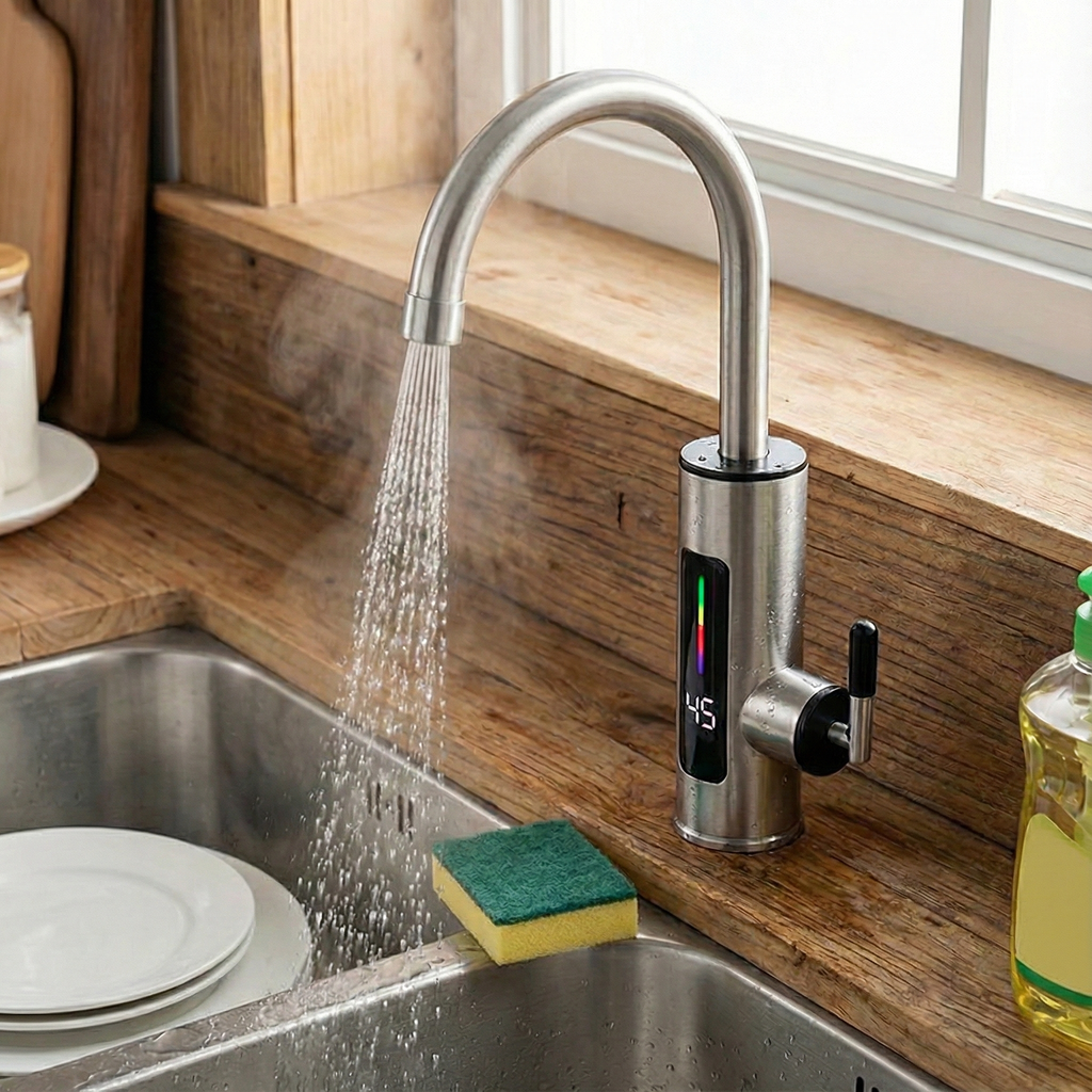 Robinet electric instant din inox, 3000W, rotire 360 grade