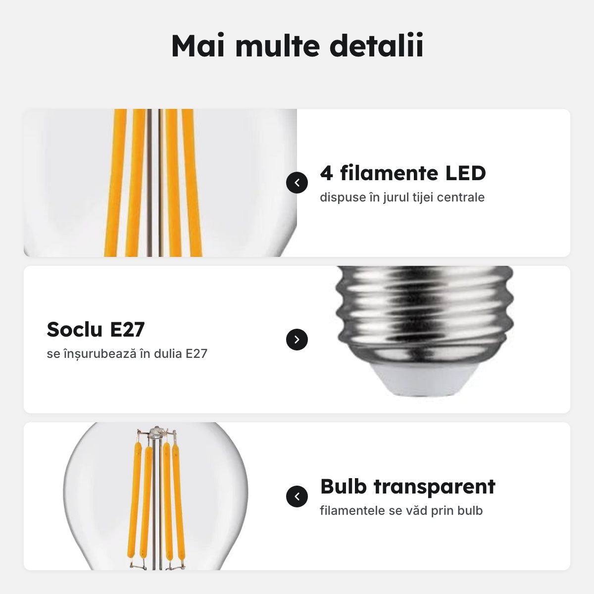 Bec LED filament A60 E27 – Mai multe detalii