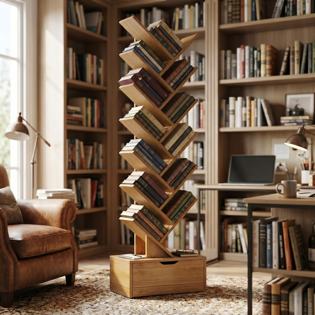 Biblioteca moderna decorativa Tree Design bej, 158x34 cm, MDF rezistent 2