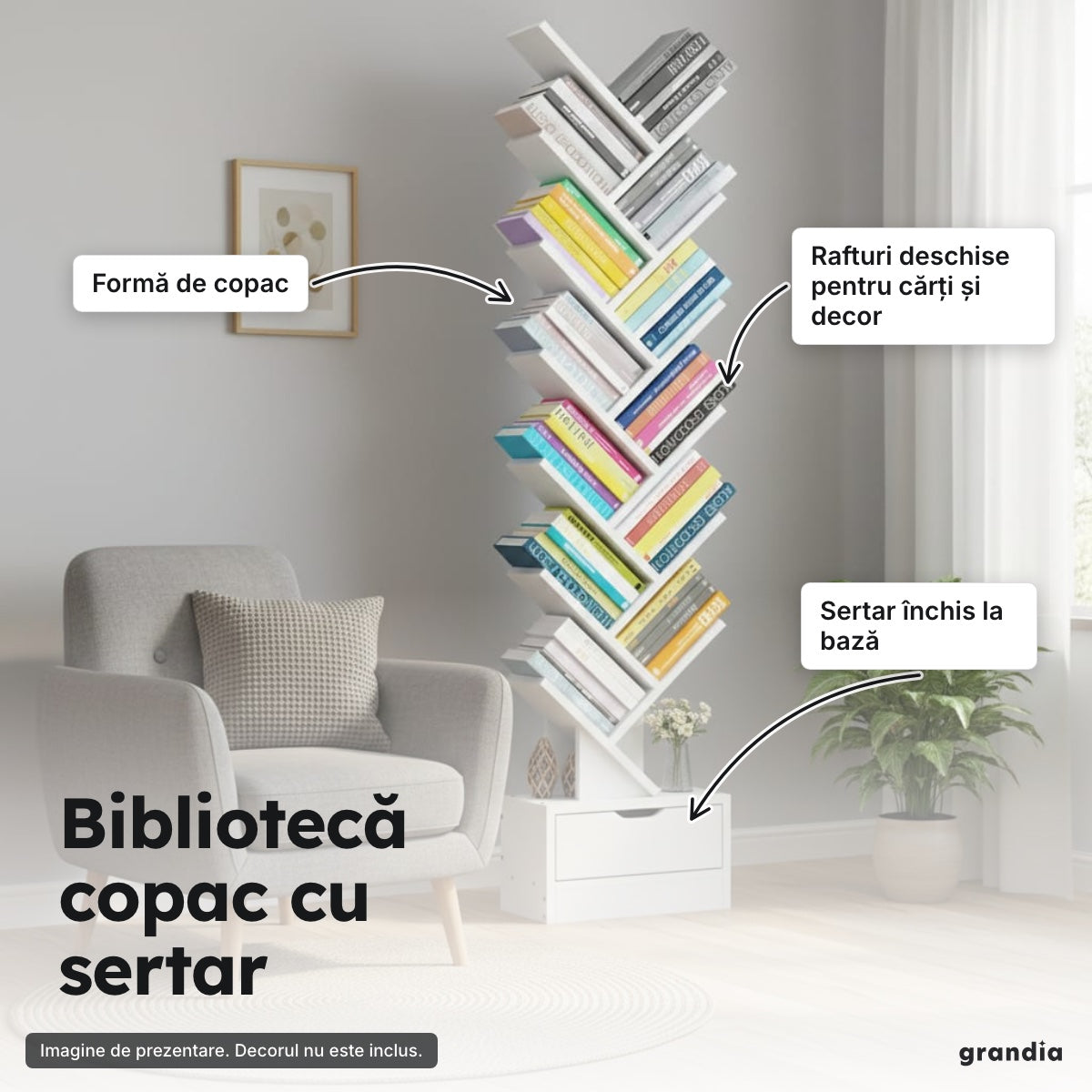 Bibliotecă copac cu sertar – Bibliotecă copac cu sertar