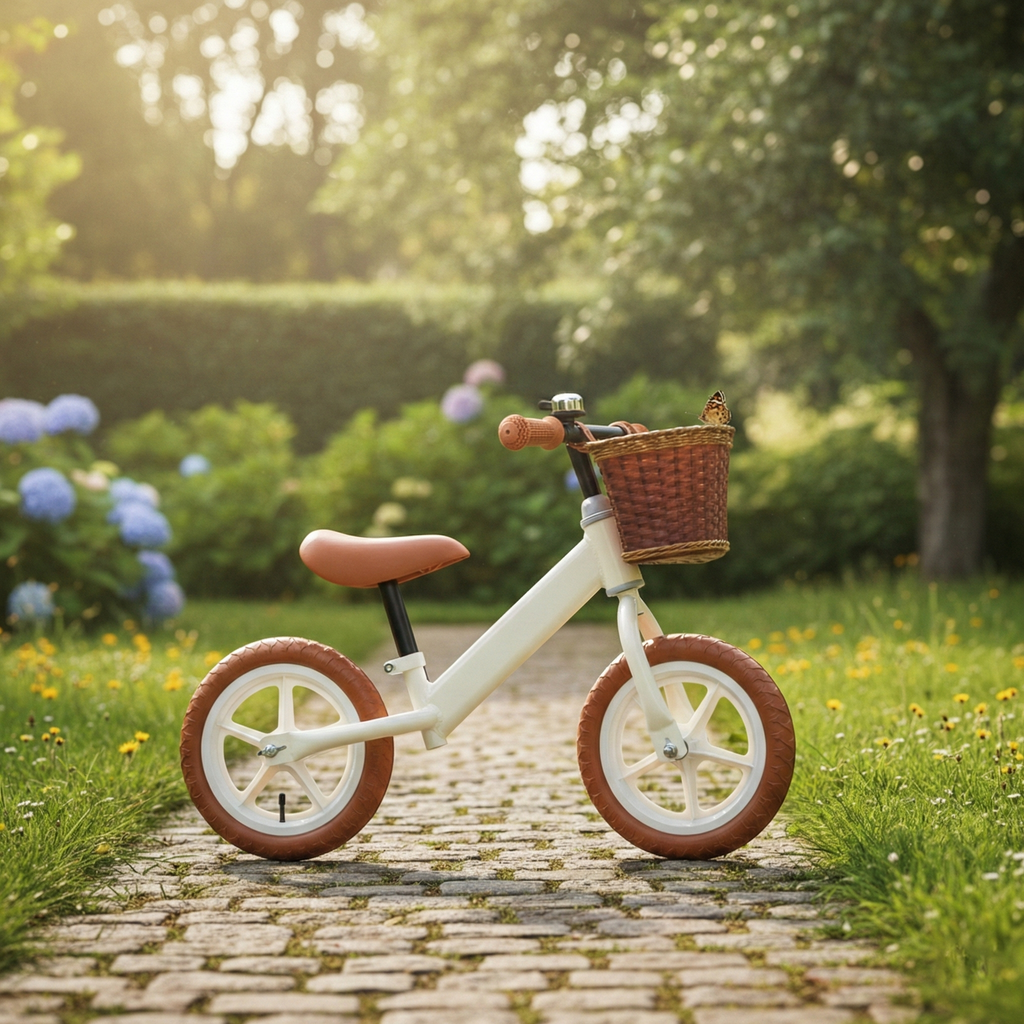 Bicicleta de echilibru fara pedale cu cos si claxon, pentru copii, 4 roti stabile