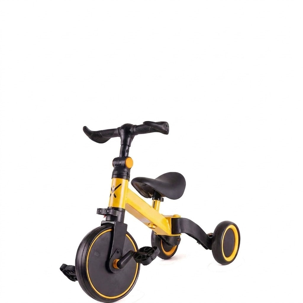Bicicleta 2 in 1, cu 3 roti, cadru din aluminiu, manere din cauciuc, galbena 3
