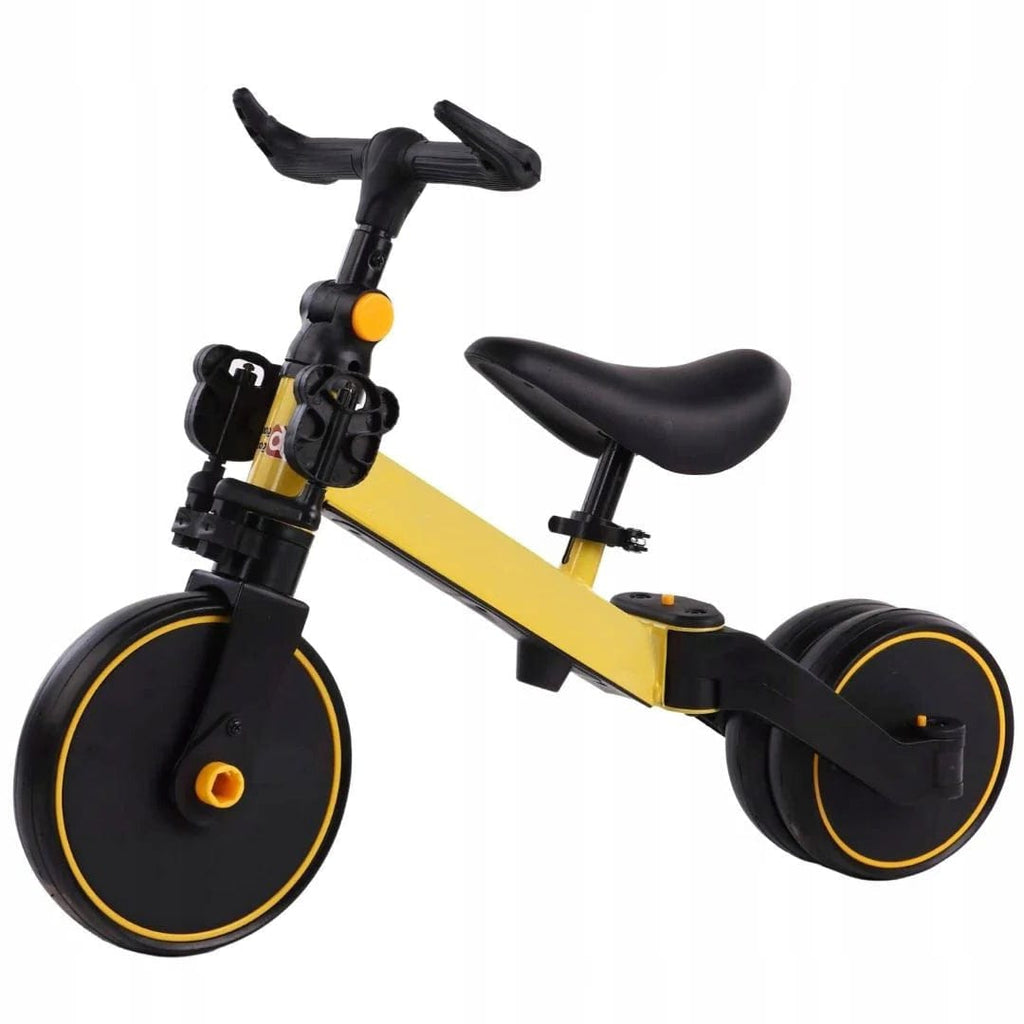 Bicicleta 2 in 1, cu 3 roti, cadru din aluminiu, manere din cauciuc, galbena 1