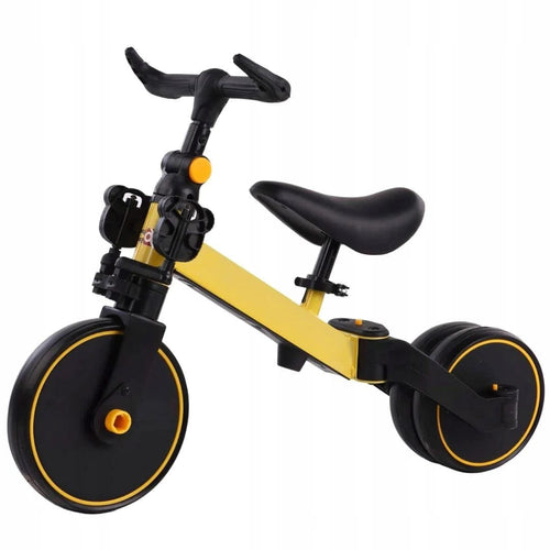 Bicicleta 2 in 1, cu 3 roti, cadru din aluminiu, manere din cauciuc, galbena 1