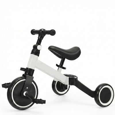 Bicicleta 2 in 1 pentru copii, cu 3 roti, cadru din aluminiu si manere din cauciuc, alba 1