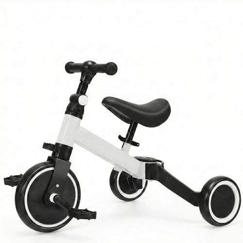 Bicicleta 2 in 1 pentru copii, cu 3 roti, cadru din aluminiu si manere din cauciuc, alba 1