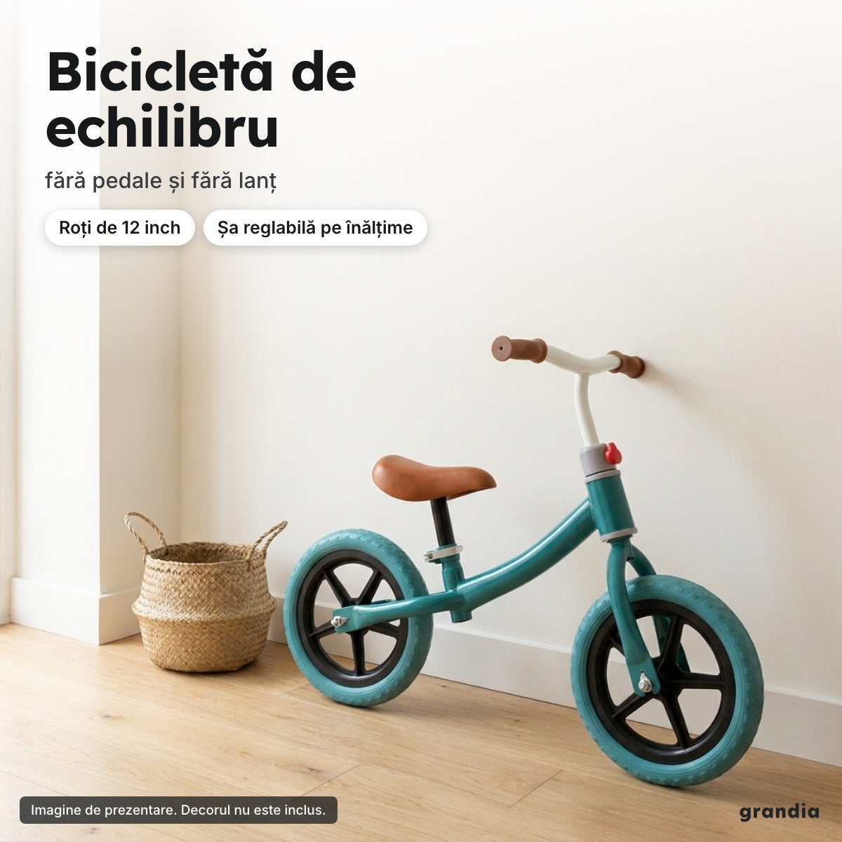 Bicicletă de echilibru 12", verde-turcoaz – Bicicletă de echilibru