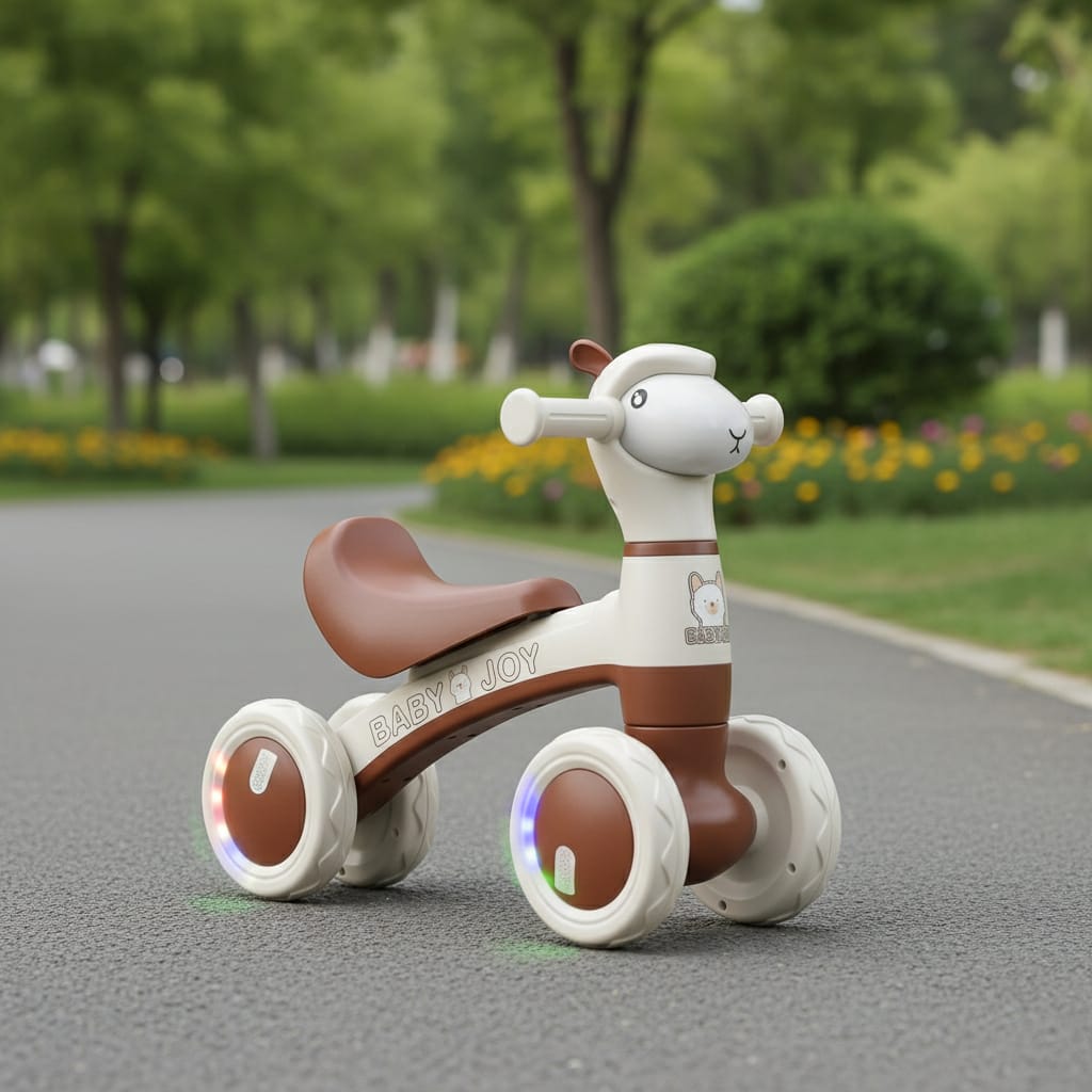 Bicicletă fără pedale pentru copii, 4 roți, lumini și muzică, design ergonomic 4