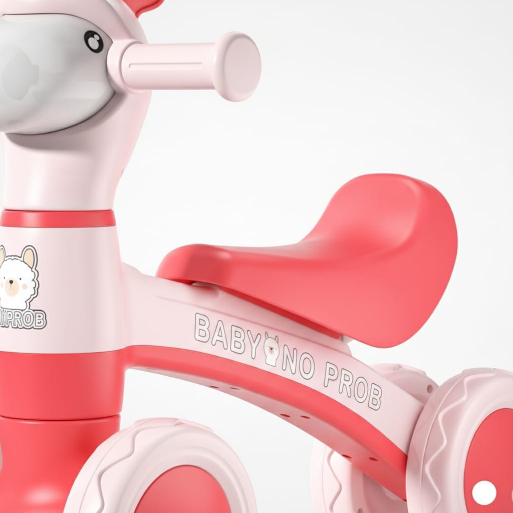 Bicicletă fără pedale pentru copii, 4 roți, lumini și muzică, roz, max 60 kg 6