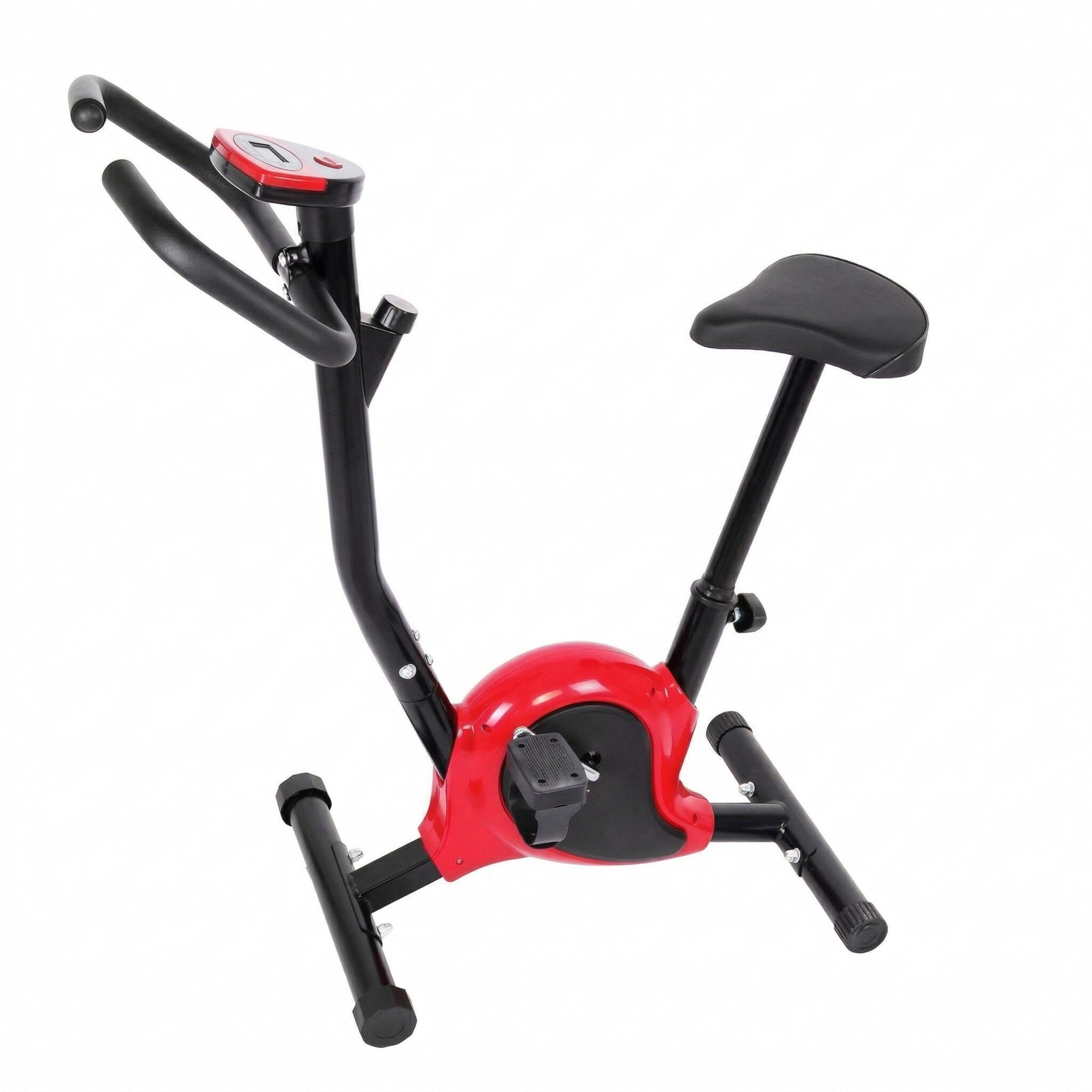 Bicicleta Fitness Mecanica pentru Casa cu Monitor Digital si Senzori – Rosu/Negru 1