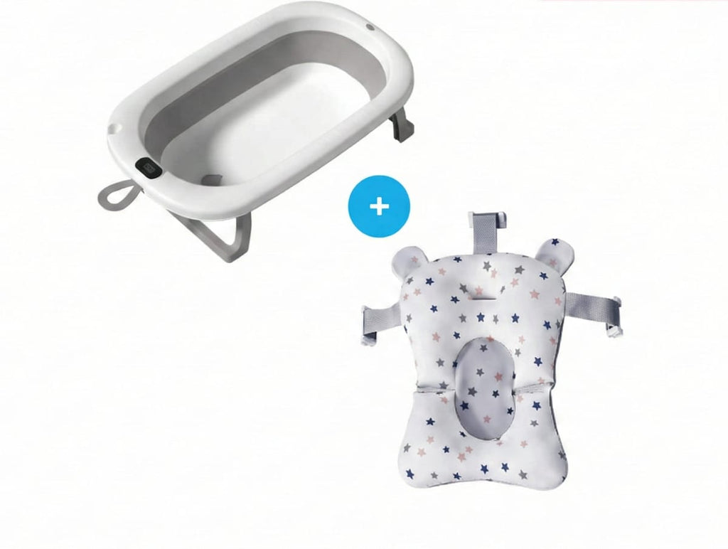 Cadita Pliabila Bebe Premium, cu Termometru si Suport Anatomic, 80cm, Standard EN71, Gri 2