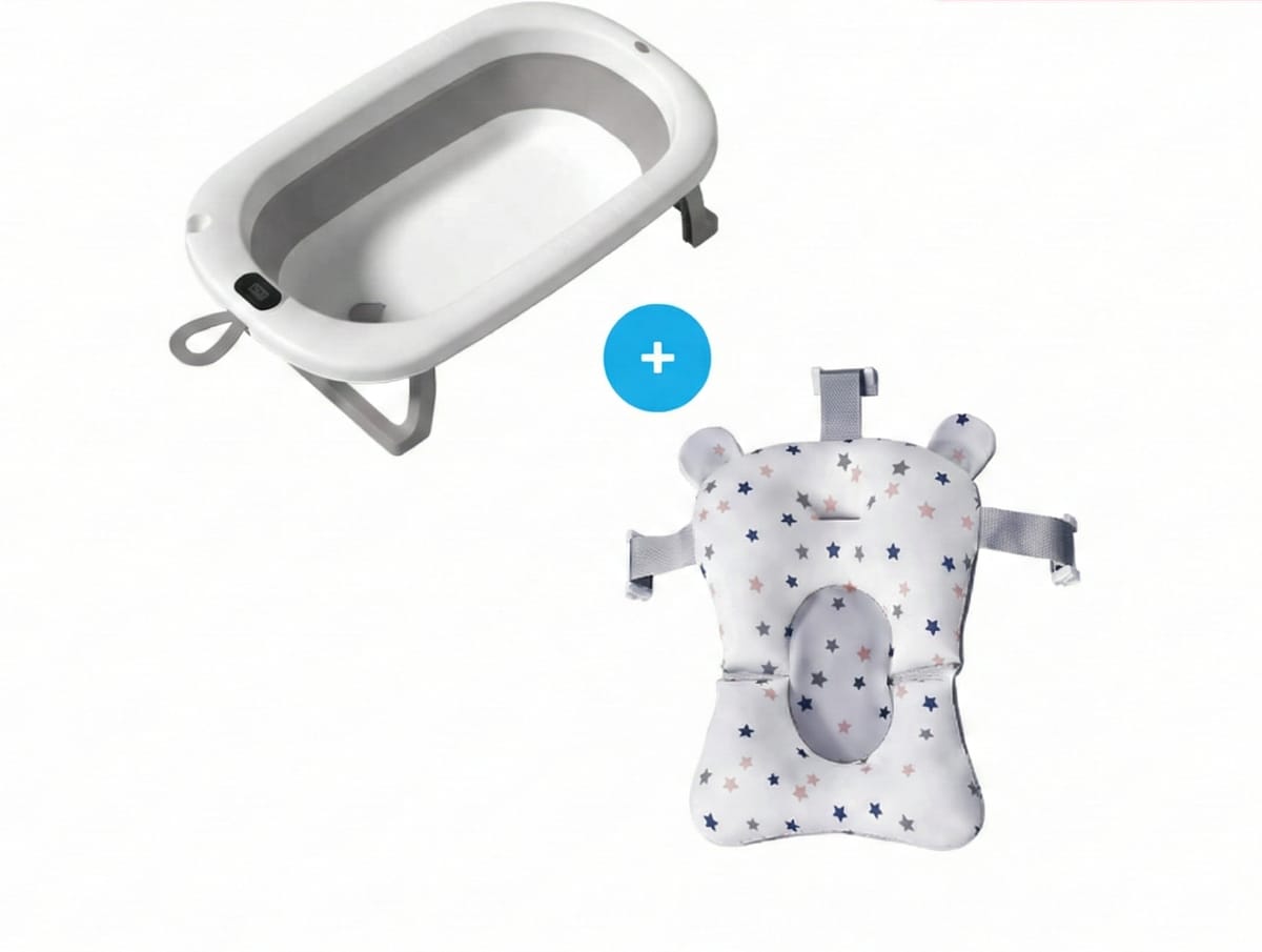 Cadita Pliabila Bebe Premium, cu Termometru si Suport Anatomic, 80cm, Standard EN71, Gri 2