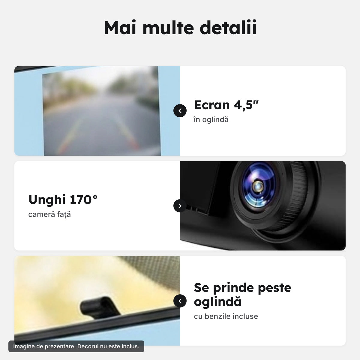 Cameră auto tip oglindă, față-spate – Mai multe detalii