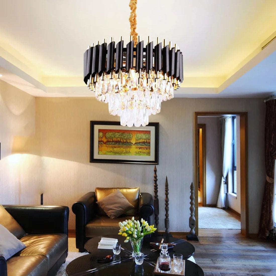 Candelabru Modern Cristal BLACK, 300 mm, Reglabil, Design Elegant 2