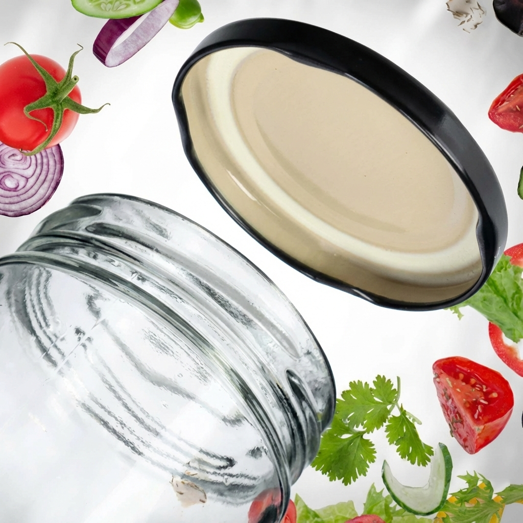 Set capace pentru borcane, negre, etansare sigura pentru conserve si dulceturi