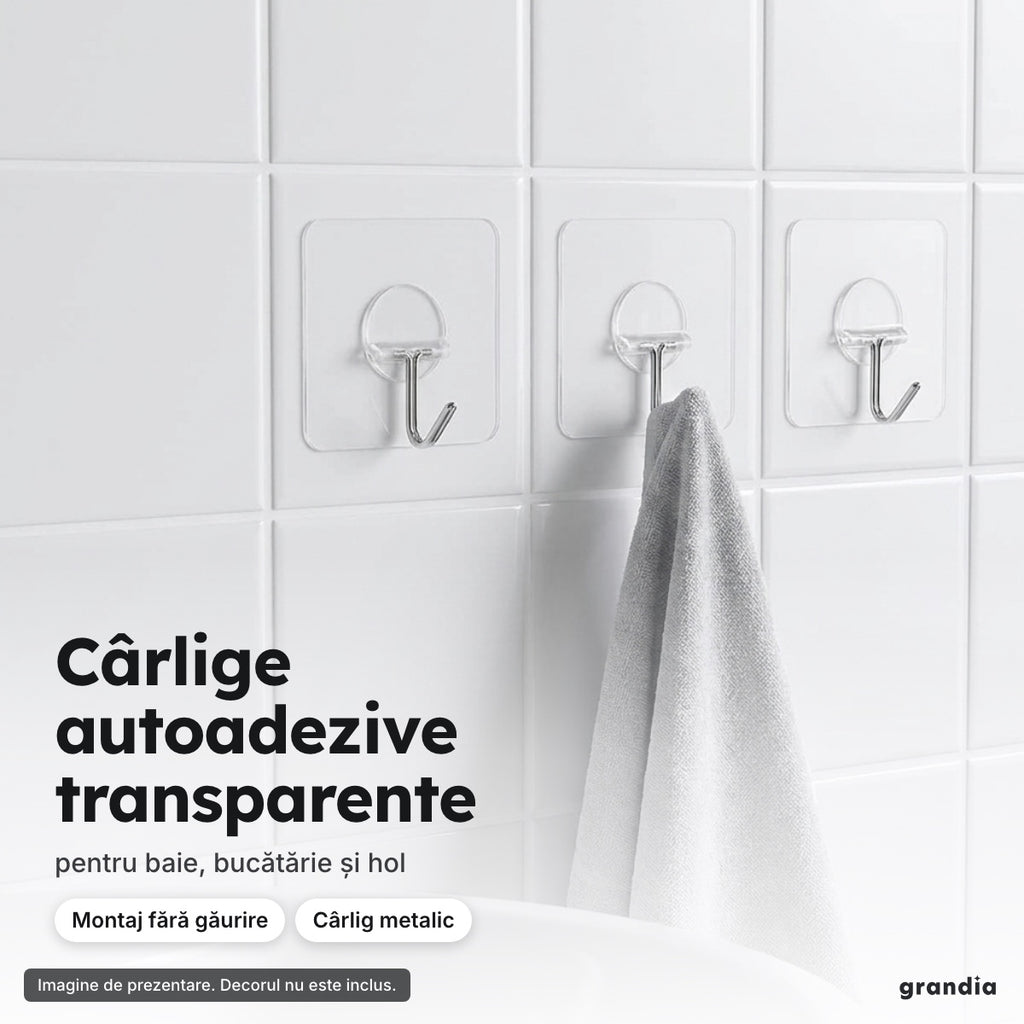 Set 10 cârlige autoadezive transparente – Cârlige autoadezive transparente