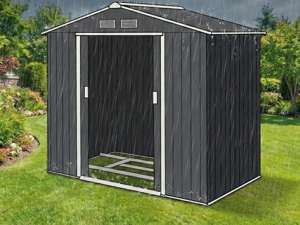 Magazie de Grădină din Oțel Galvanizat cu Uși Glisante, 213x130 cm, Ventilată 5