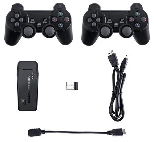 Consolă jocuri retro Game Stick Lite cu 2 controllere wireless, receptor USB și cabluri