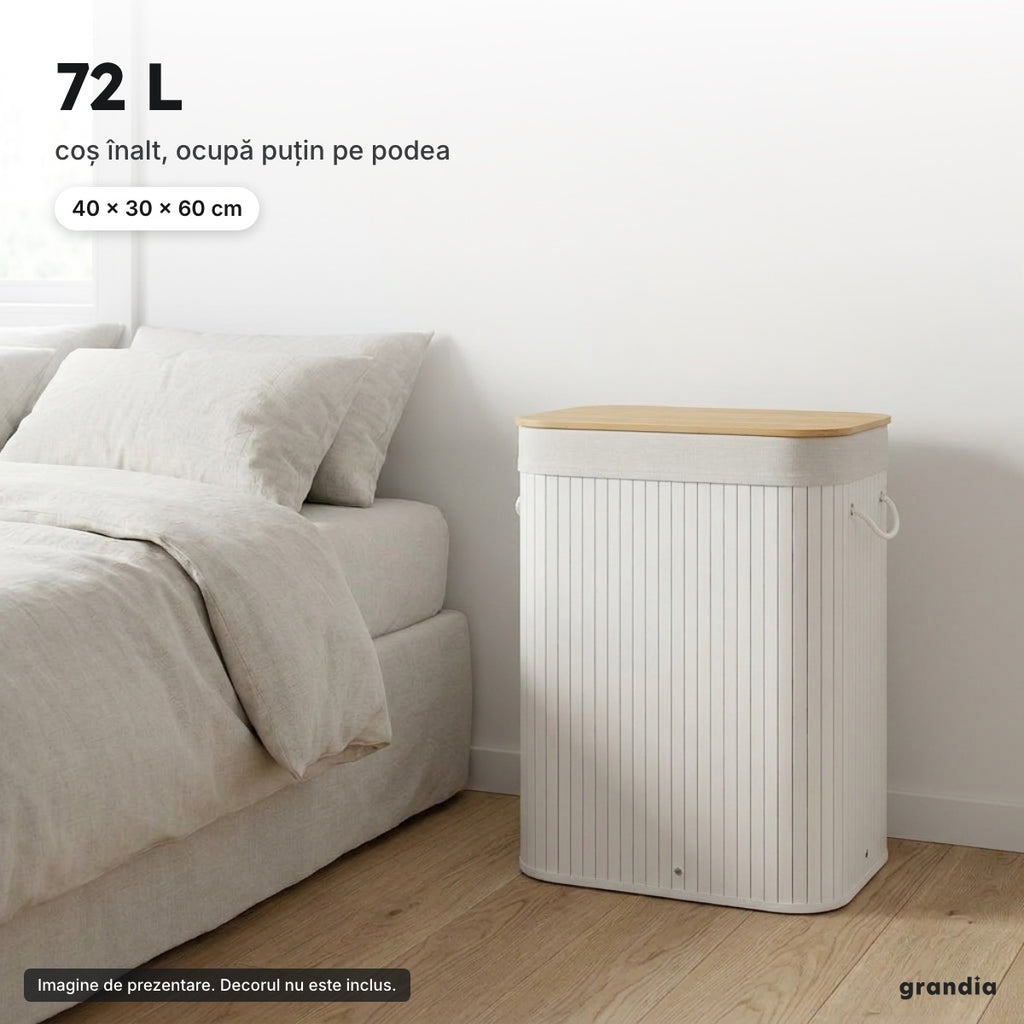 Coș de rufe din bambus 72 L – 72 L