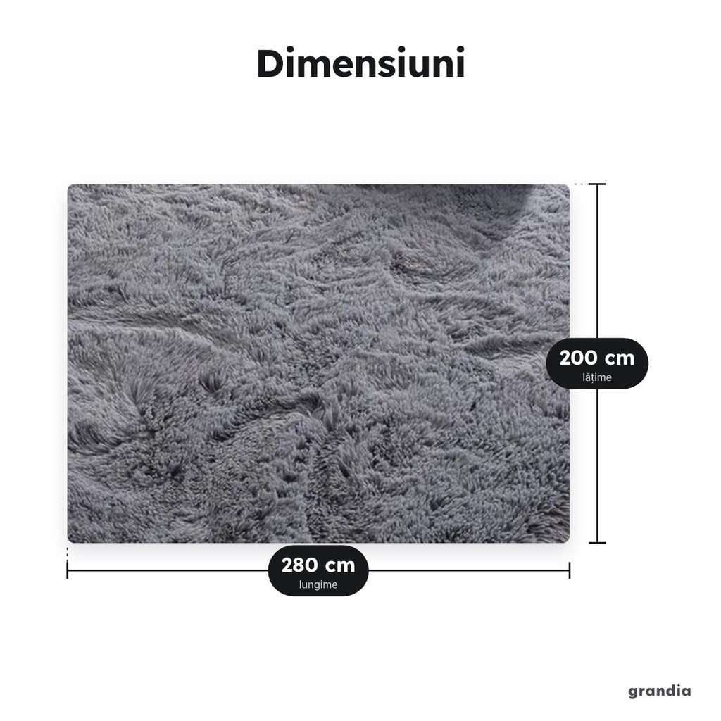 Covor pufos gri închis, 200 × 280 cm – Dimensiuni